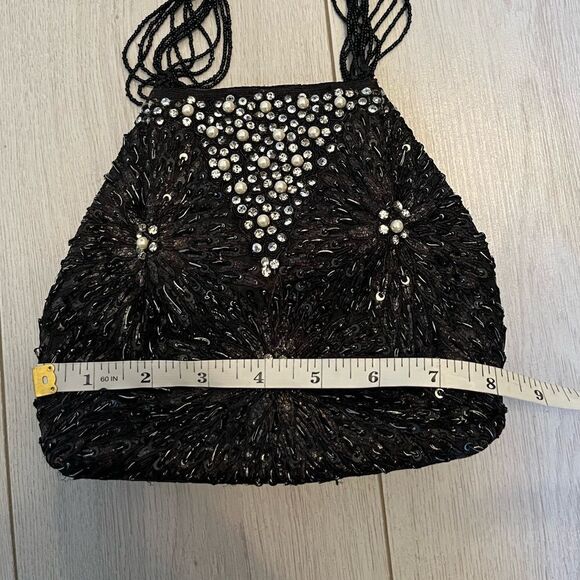 Vintage black beaded evening bag - Picture 8 of 9